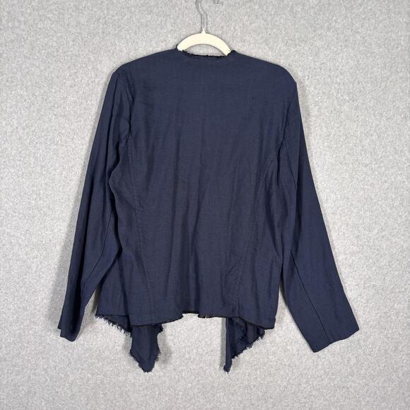 Karen Kane Cardigan Jacket XL Linen Cotton Frayed Asymmetric Lagenlook‎ Artsy - Picture 9 of 10